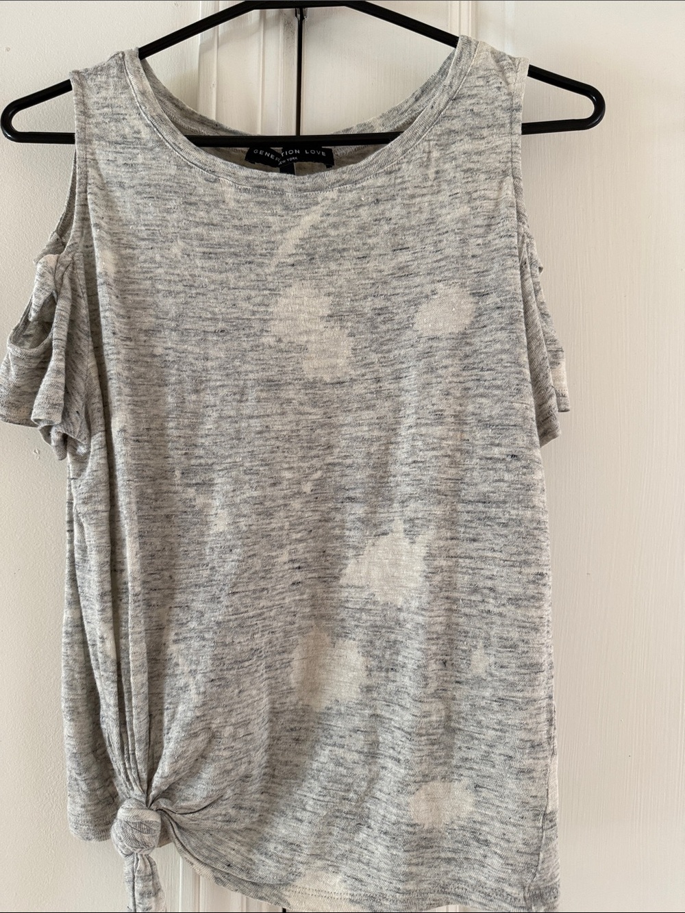 Generation Love Heather Gray Cold-Shoulder Tie-Front Tank